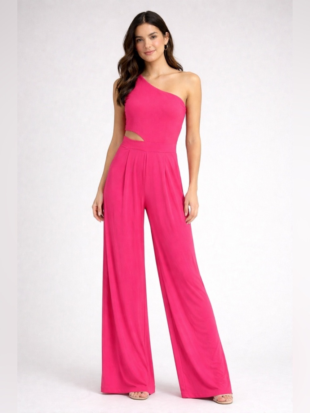 NWOT One Shoulder Spandex Romper Jumpsuit Coral Size Small
